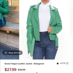 Kelly green leather jacket - worn once!